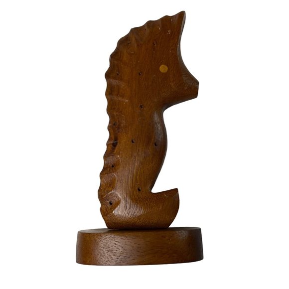 Wood Seahorse Toothpick Holder MCM Mid Century Modern Beach Coastal Decor u - Picture 1 of 8